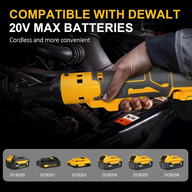 RAYLEEY Cordless Ratchet Wrench for Dewalt 20V Battery, 3/8" Electric Ratchet Set 45 Ft-lbs (60 N.m), Variable Speed control, 580RPM Power, 8 Sockets (9/10/11/12/13/14/15/17mm) - No Battery - Image 4